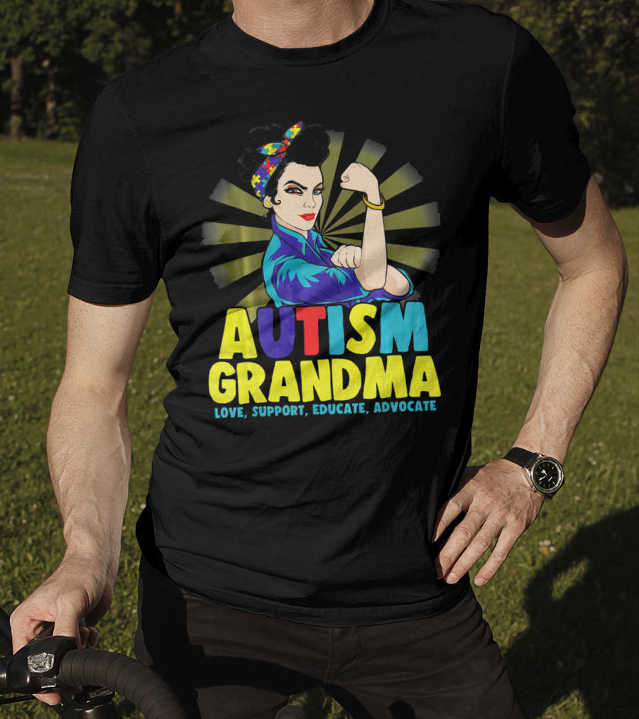 Autism Grandma Love Support Educate Advocate Retro Iconic T-Shirt