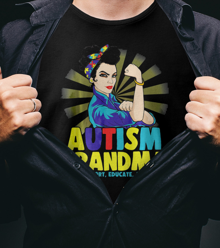 Autism Grandma Love Support Educate Advocate Retro Iconic T-Shirt