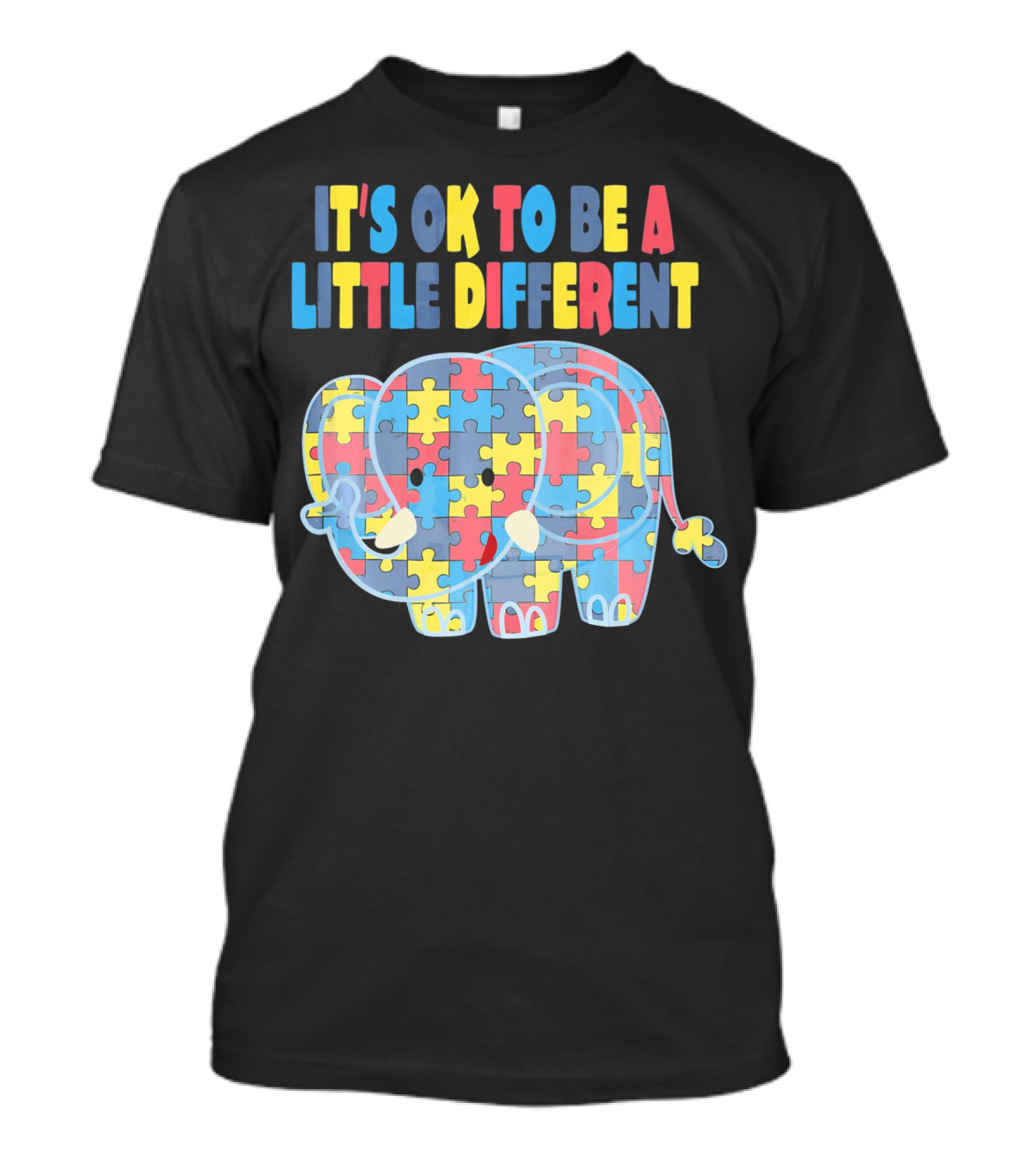 It's OK To Be A Little Different Autism Awareness Elephant Puzzle T-Shirt