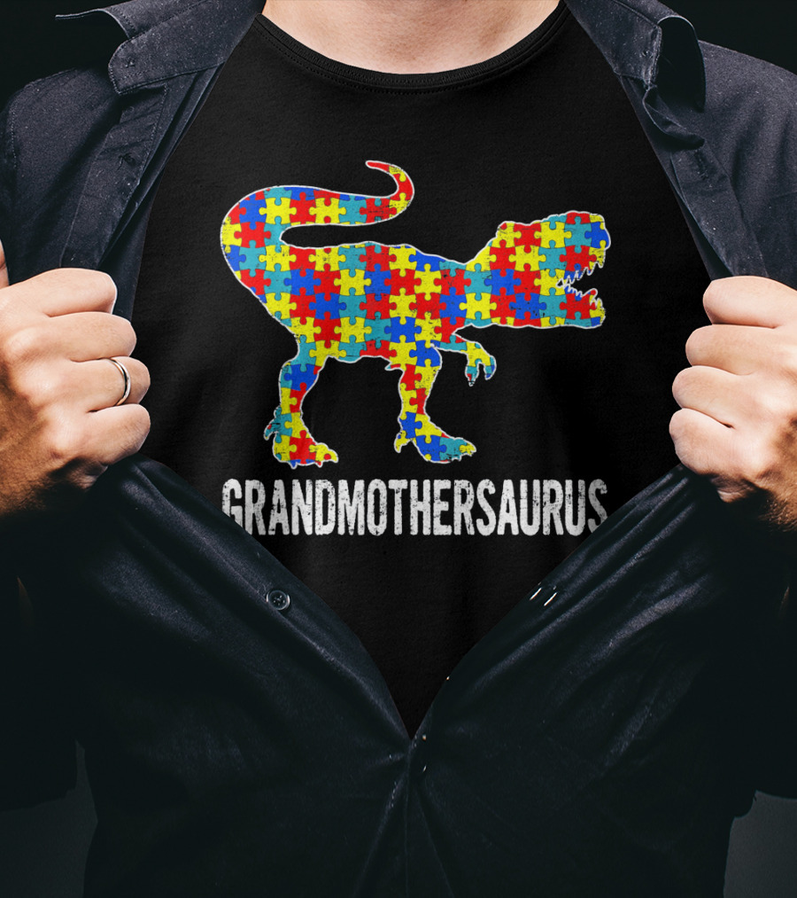 Grandmothersaurus Dinosaur Autism Puzzle T-Shirt