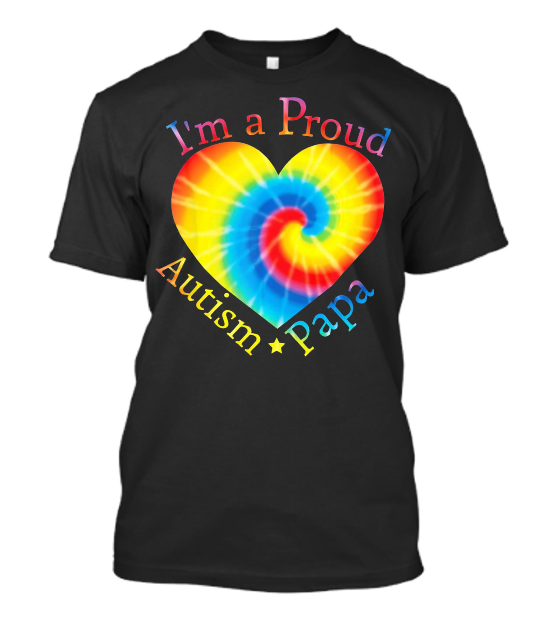 I'm A Proud Autism Papa Rainbow Heart Spiral T-Shirt