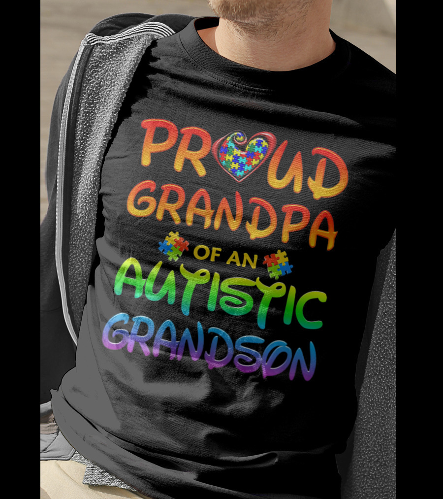 Proud Grandpa Of An Autistic Grandson Autism Awareness T-Shirt