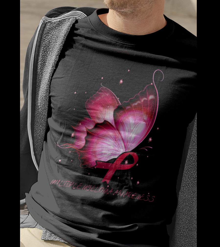 MULTIPLE MYELOMA AWARENESS Pink Butterfly T-Shirt