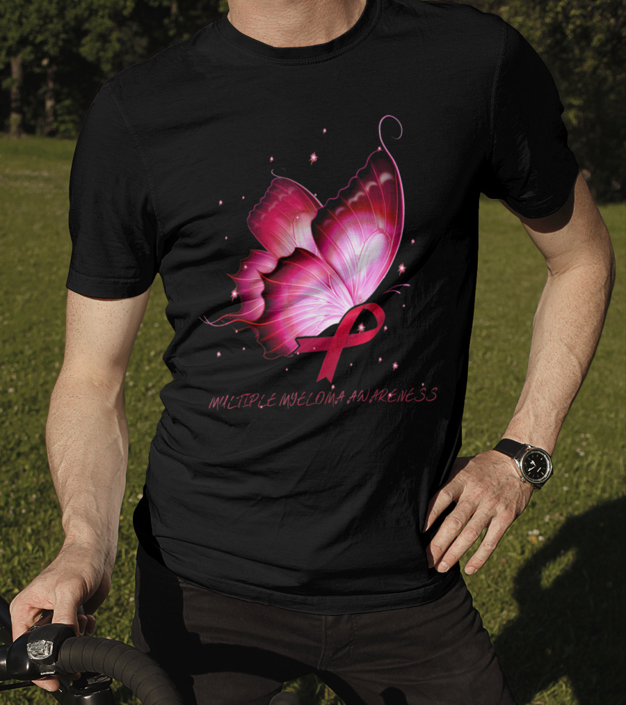 MULTIPLE MYELOMA AWARENESS Pink Butterfly T-Shirt