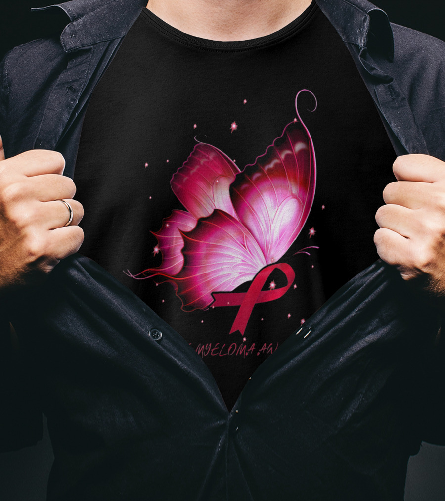 MULTIPLE MYELOMA AWARENESS Pink Butterfly T-Shirt
