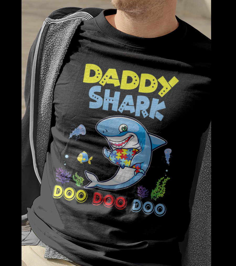 Daddy Shark Autism Doo Doo Doo Awareness T-Shirt
