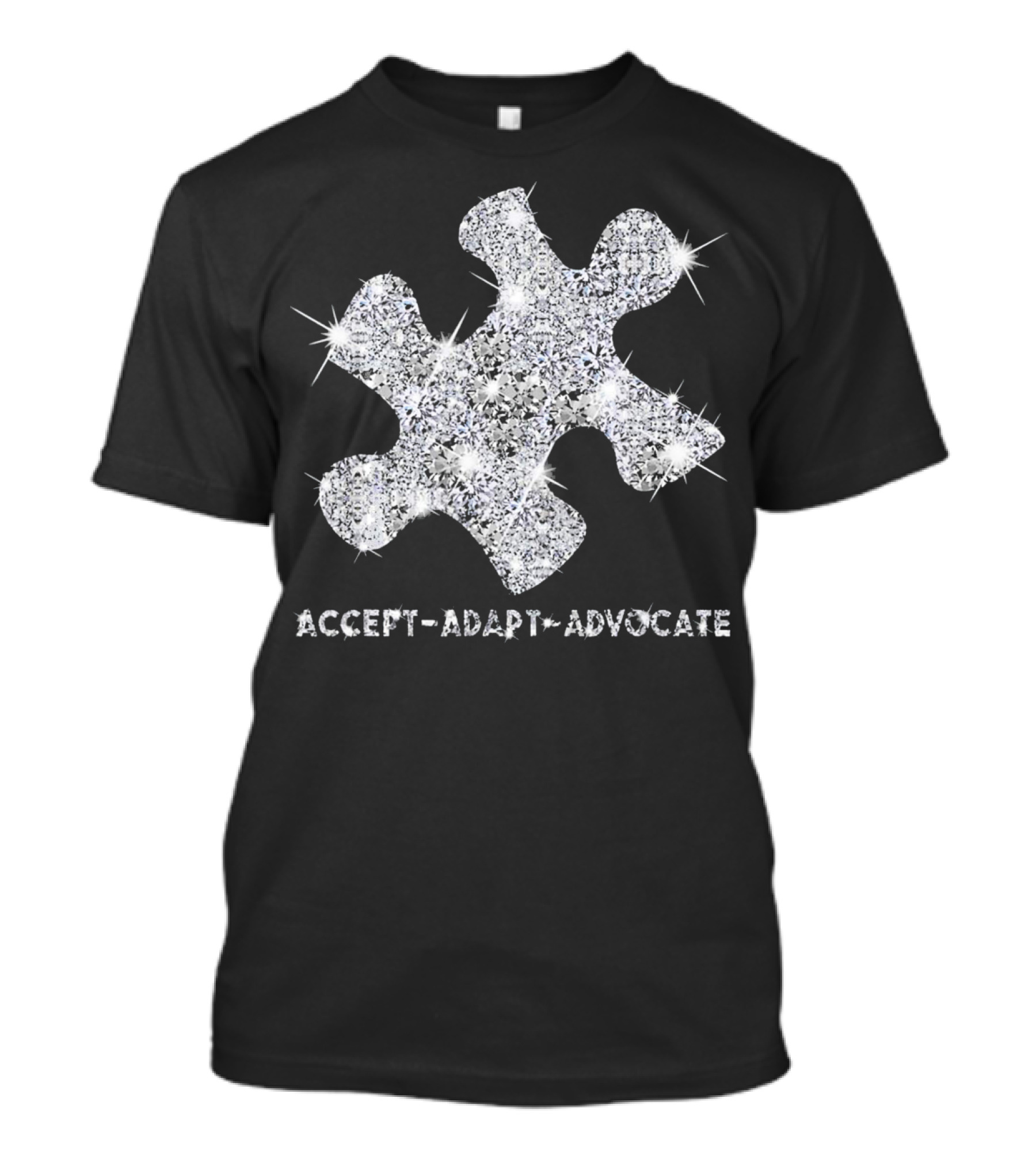 Accept Adapt Advocate Autism Awareness Sparkling Puzzle Piece T-Shirt