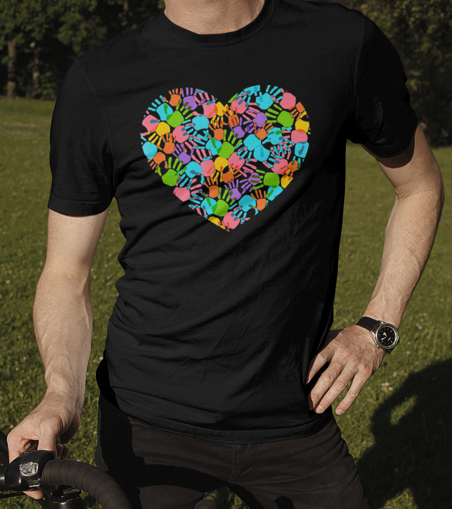 Autism Awareness Colorful Handprint Heart T-Shirt