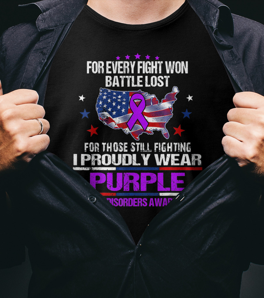 For Every Fight Won Battle Lost Eating Disorders Awareness I Proudly Wear Purple T-Shirt