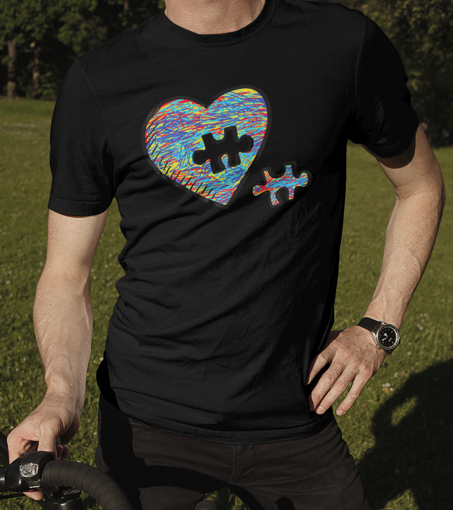 Autism Awareness Superpower Heart Puzzle Piece T-Shirt