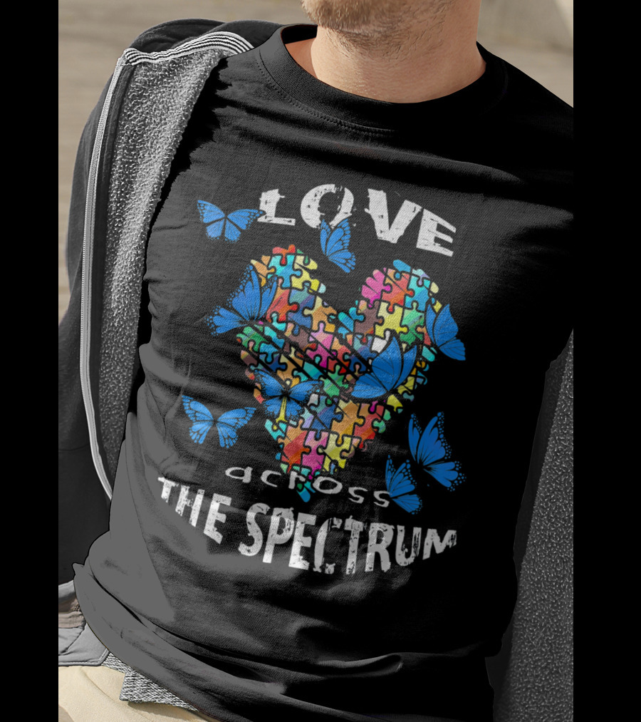 Love Across The Spectrum Autism Awareness Blue Butterflies T-Shirt