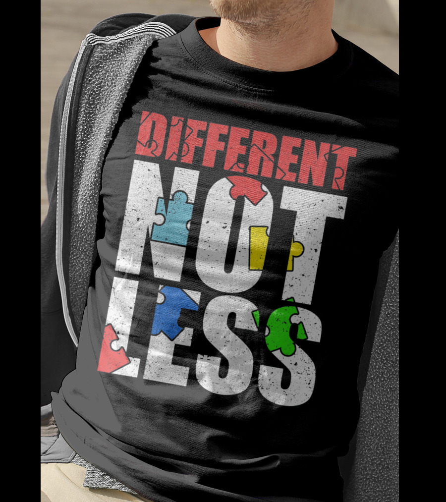 Kids Autism Awareness Different Not Less Puzzle Pieces T-Shirt