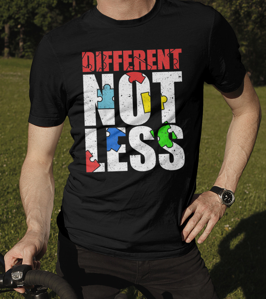 Kids Autism Awareness Different Not Less Puzzle Pieces T-Shirt