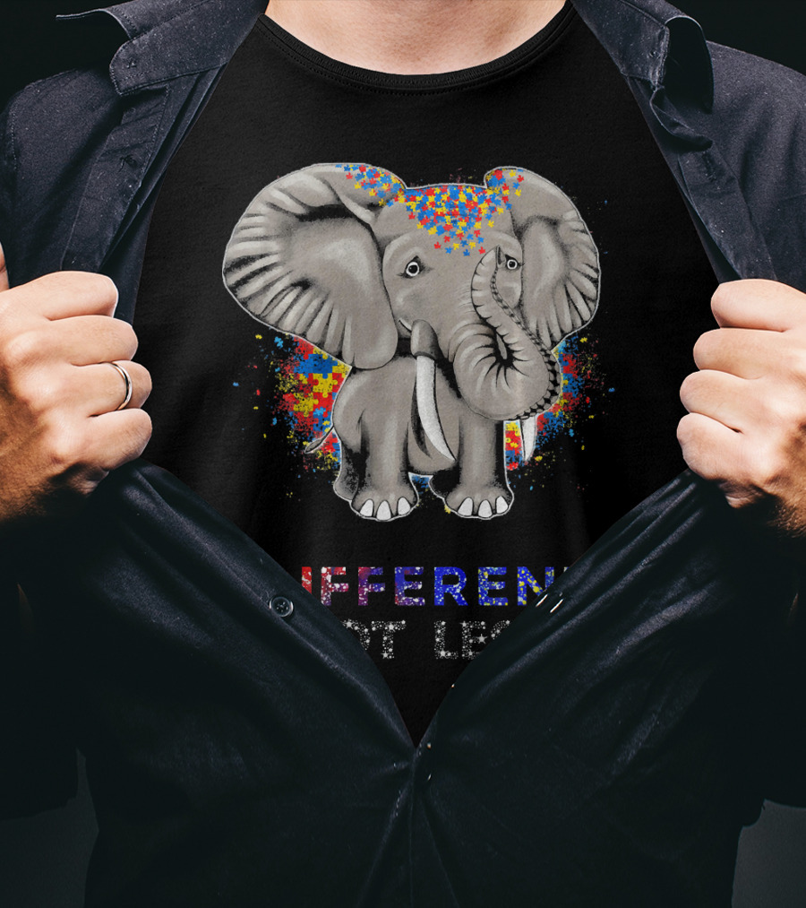 Different Not Less Autism Awareness Elephant T-Shirt
