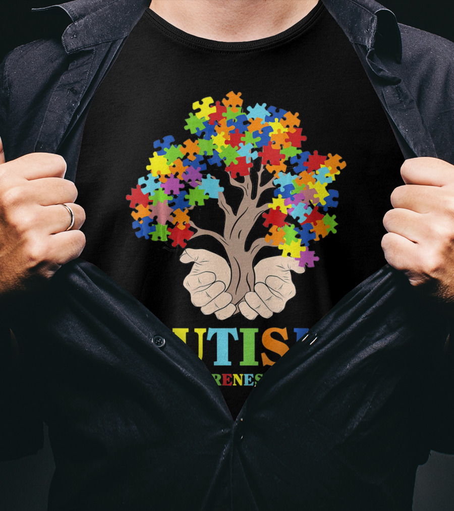 AUTISM Help Awareness To Grow With Puzzle Piece Tree T-Shirt
