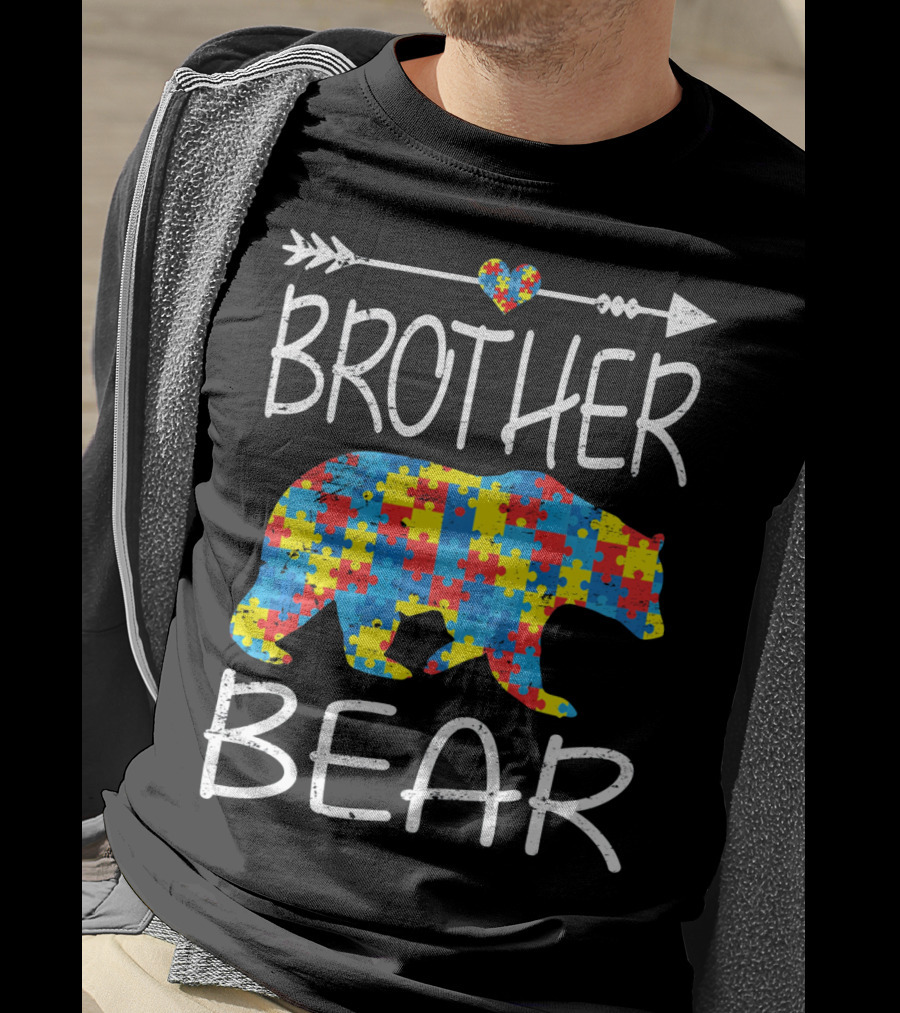 BROTHER BEAR Autism Awareness Arrow Puzzle Heart T-Shirt