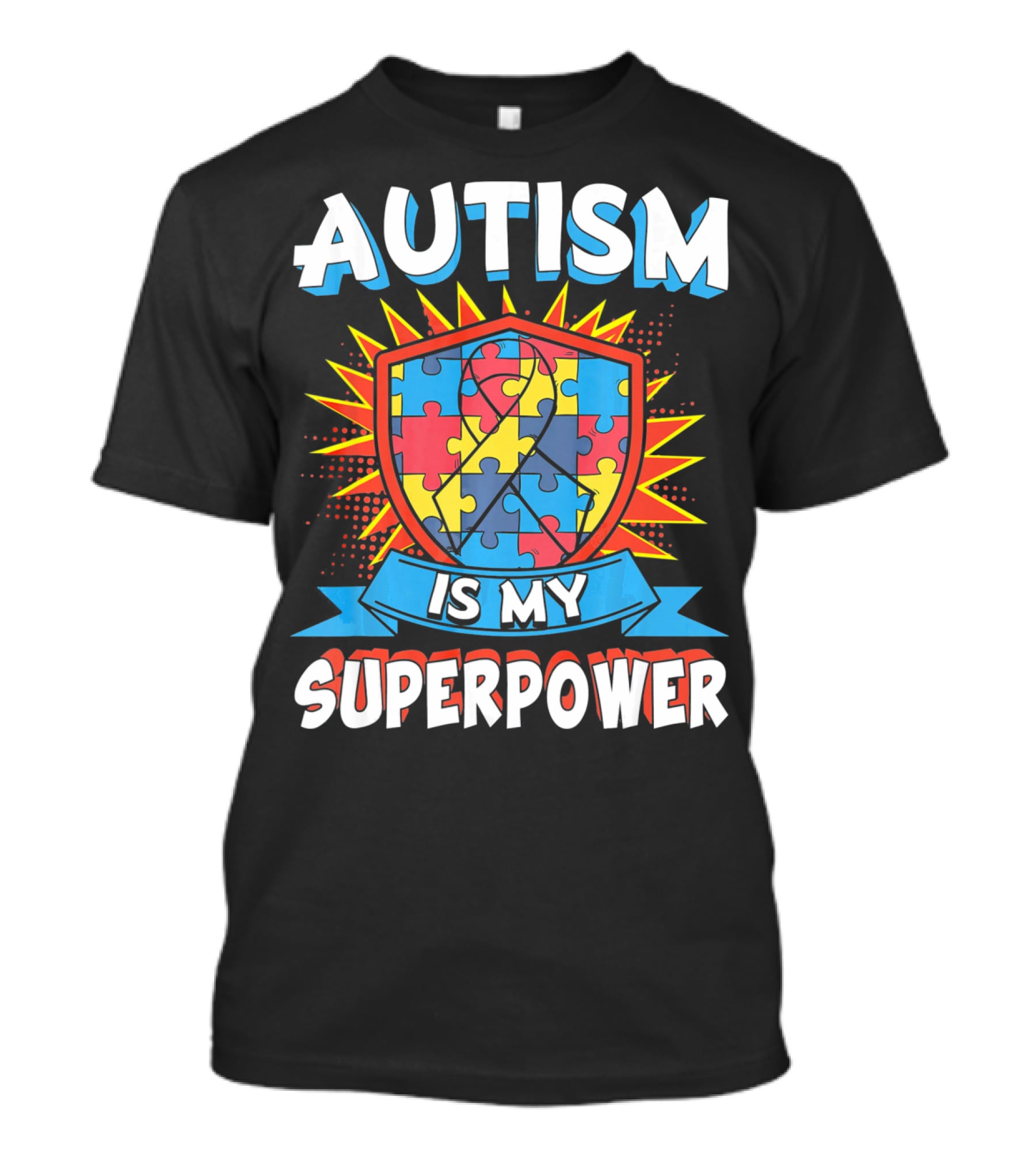 Autism Is My Superpower Puzzle Shield T-Shirt