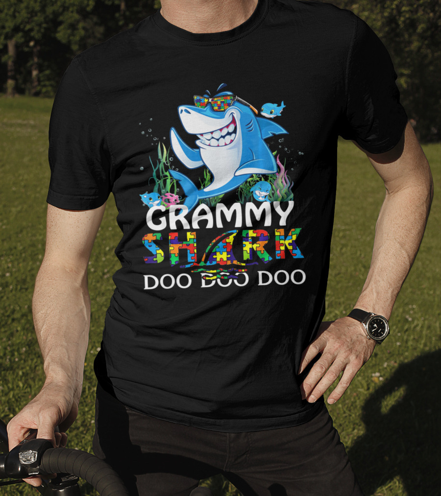 Grammy Shark Autism Awareness Doo Doo Doo T-Shirt