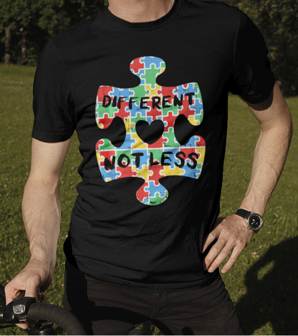 Different Not Less Autism Awareness Puzzle Piece Heart T-Shirt