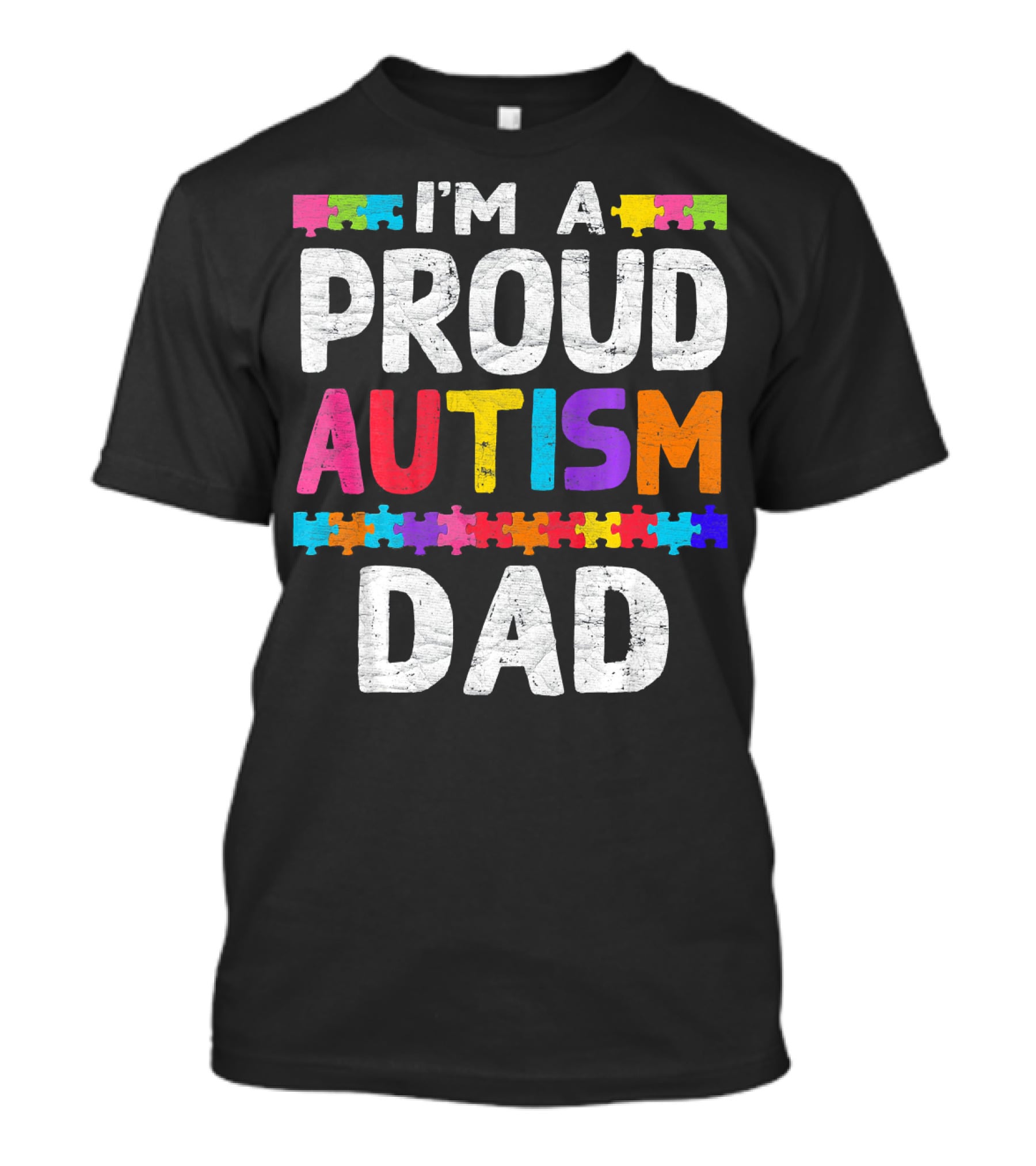 I'm A Proud Autism Dad Autism Awareness Puzzle Pieces T-Shirt
