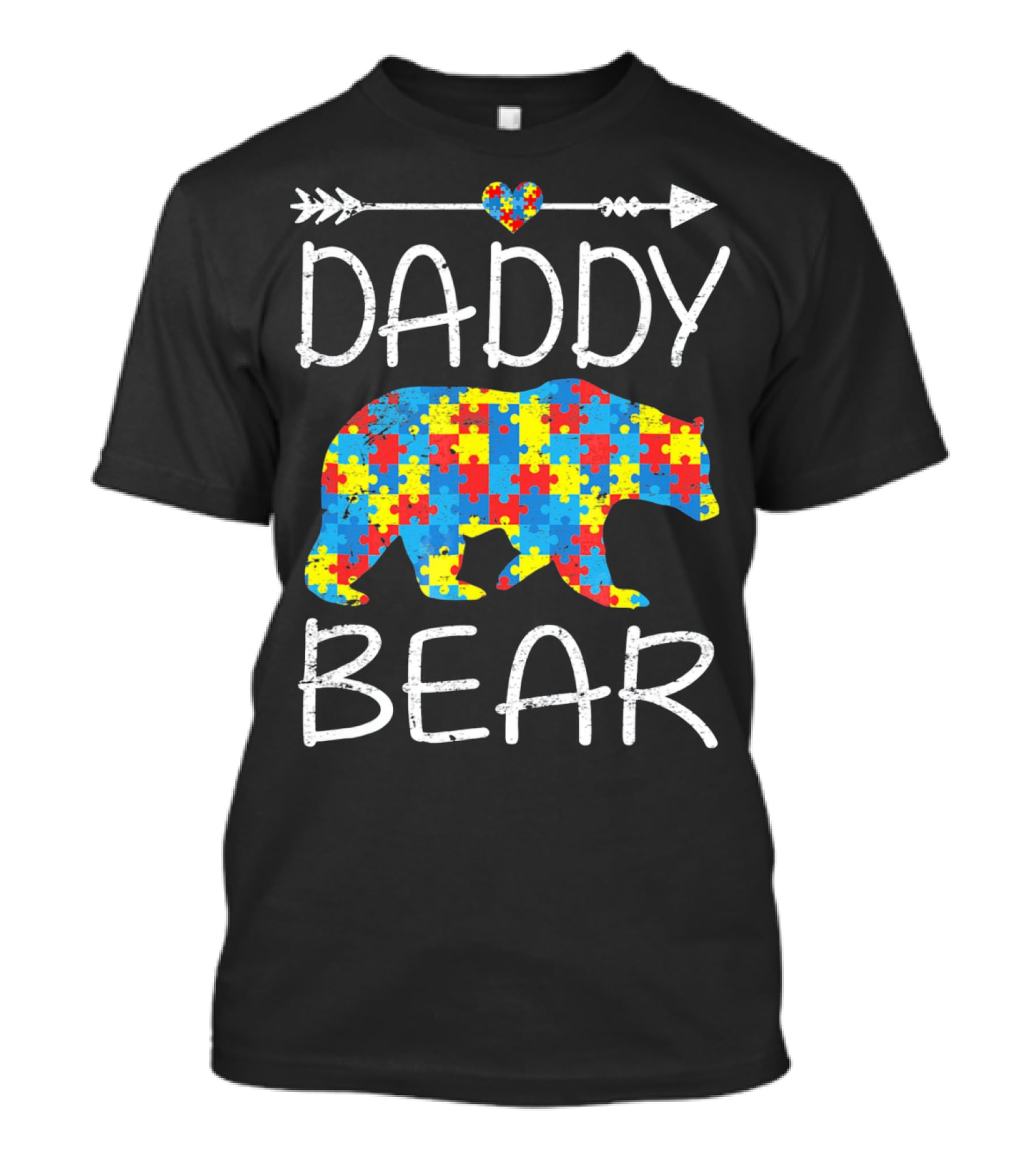 Daddy Bear Autism Awareness Puzzle Arrow Love T-Shirt