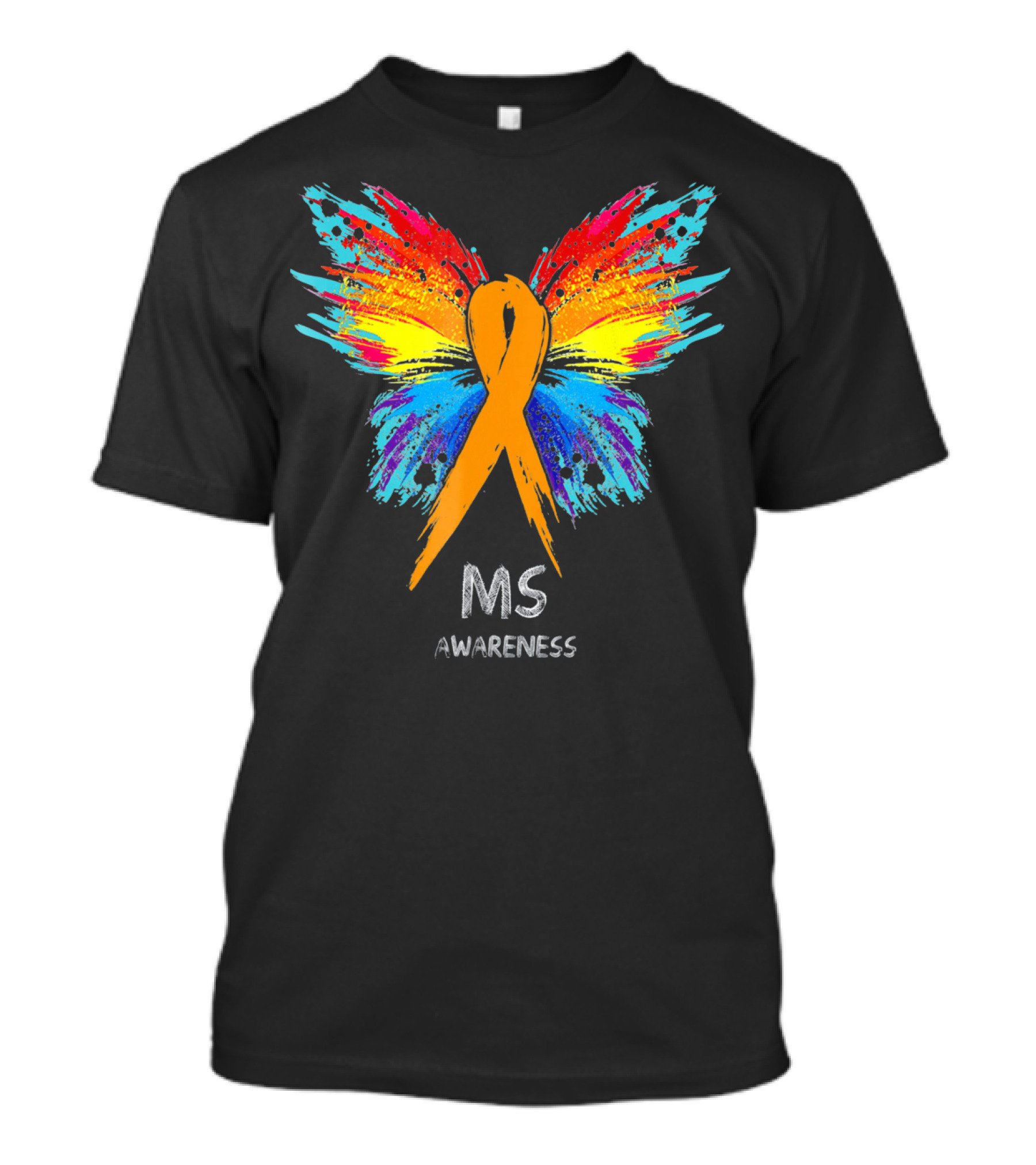MS Awareness Butterfly Ribbon Colorful Wings T-Shirt