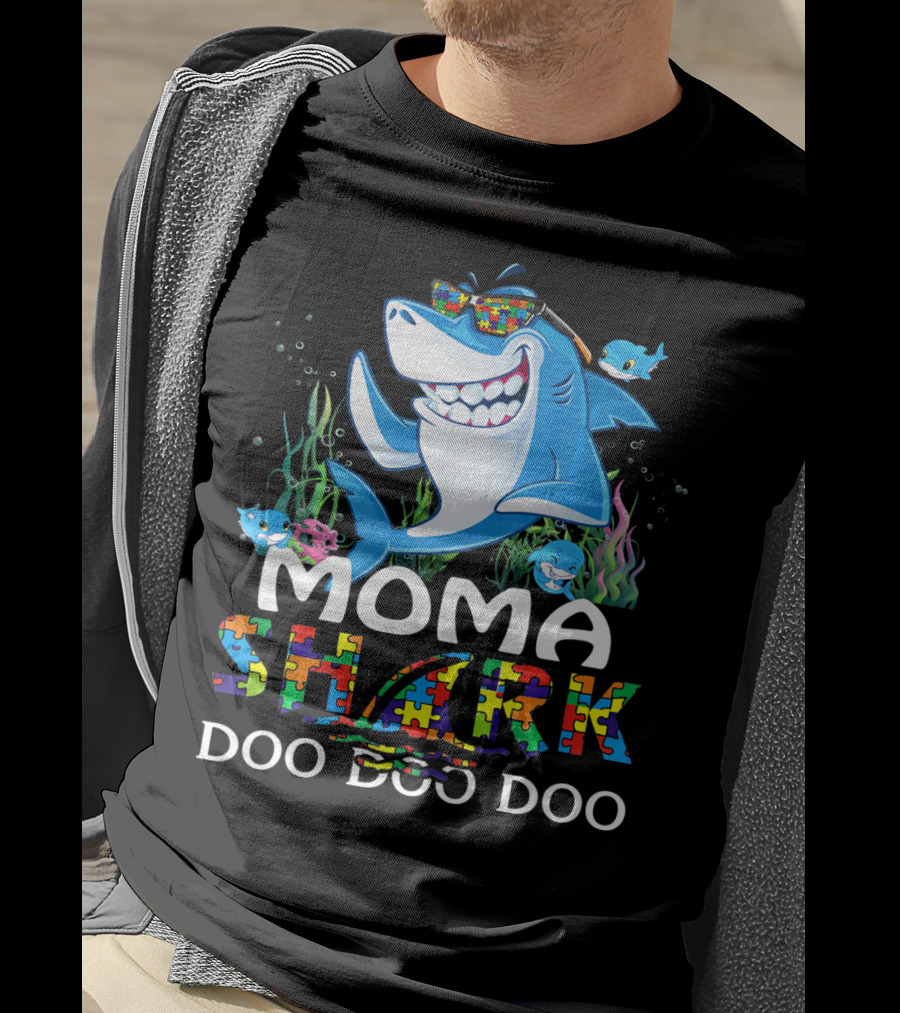 Moma Shark Autism Awareness Doo Doo Doo T-Shirt