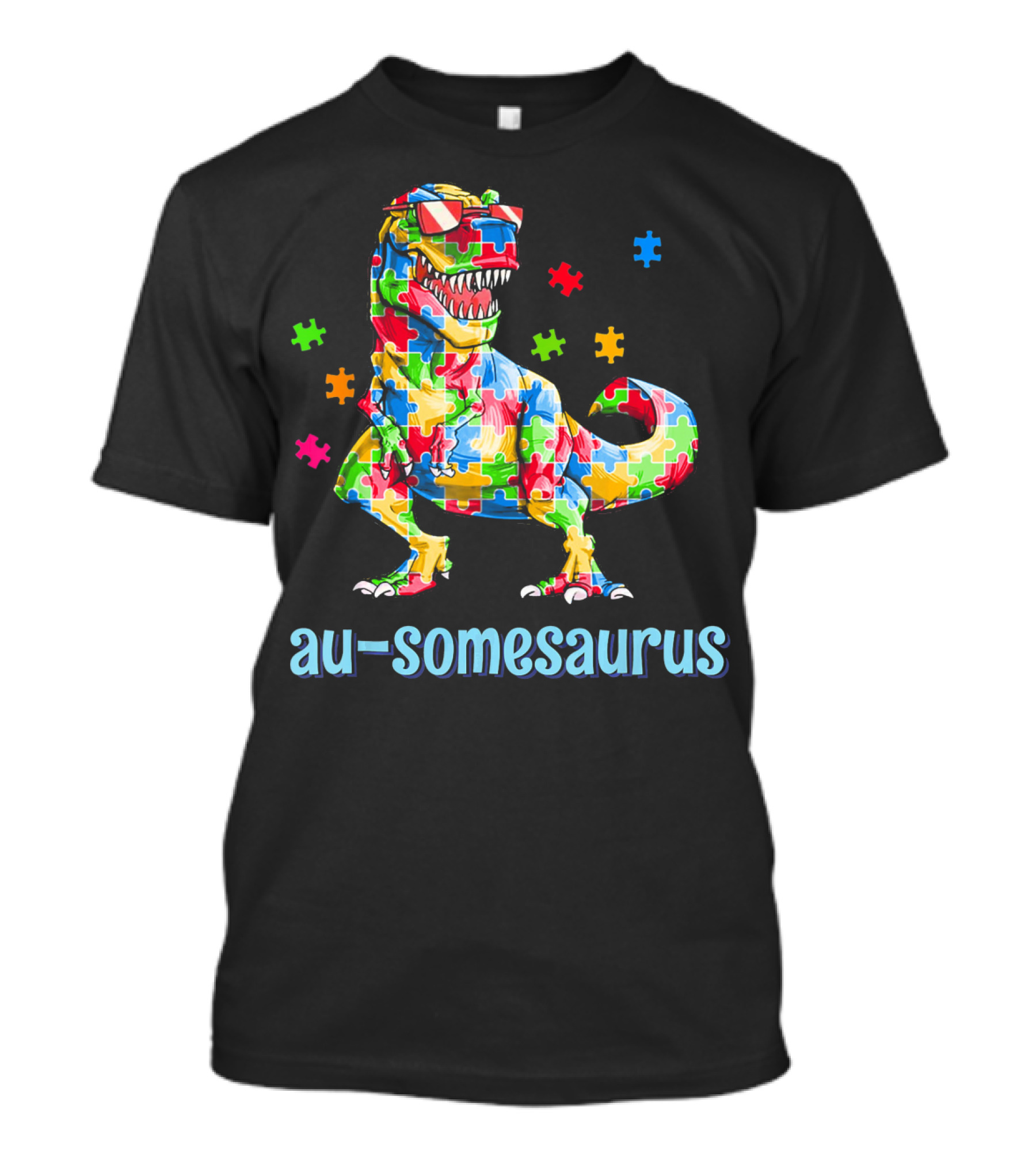 Au-somesaurus Dinosaur Autism Awareness Puzzle T-Shirt