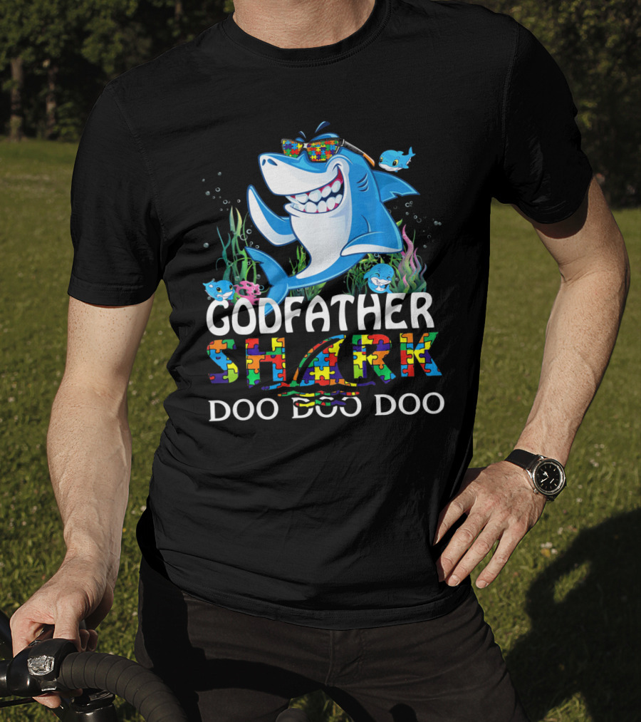Godfather Shark Doo Doo Doo Autism Awareness T-Shirt