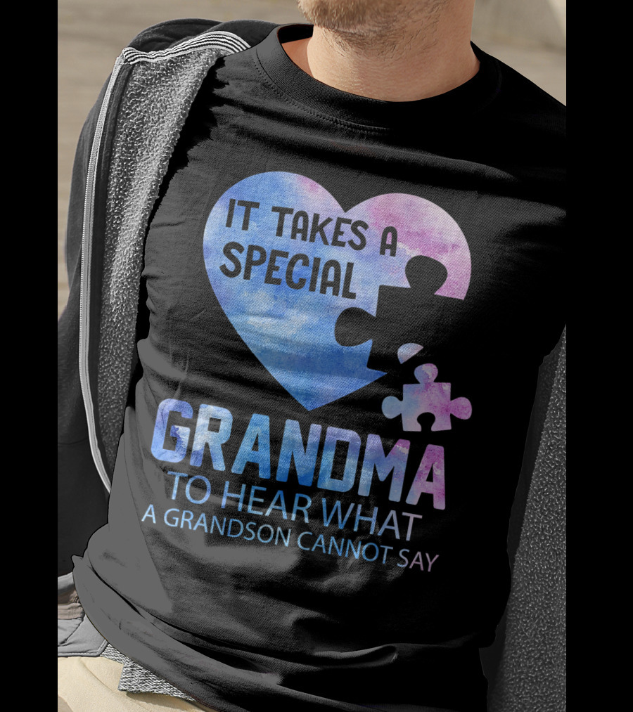 It Takes A Special Grandma To Hear What A Grandson Cannot Say Heart Puzzle Valentine T-Shirt