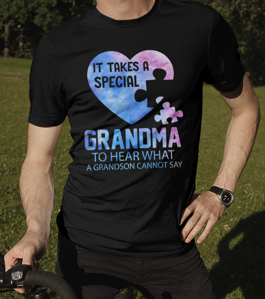 It Takes A Special Grandma To Hear What A Grandson Cannot Say Heart Puzzle Valentine T-Shirt