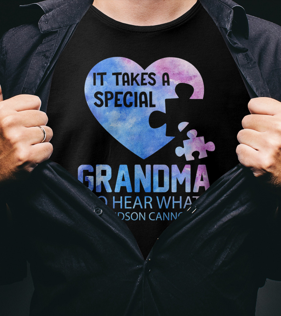 It Takes A Special Grandma To Hear What A Grandson Cannot Say Heart Puzzle Valentine T-Shirt