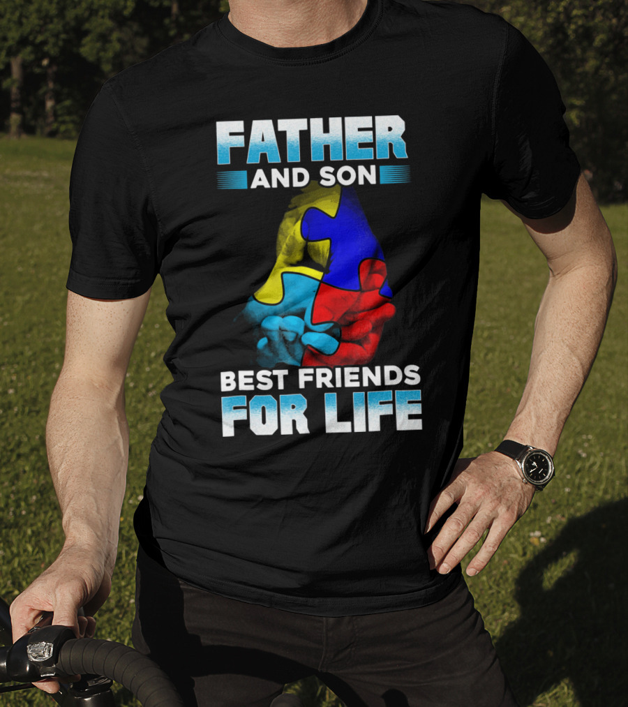 Father And Son Best Friends For Life Puzzle Autism Awareness T-Shirt