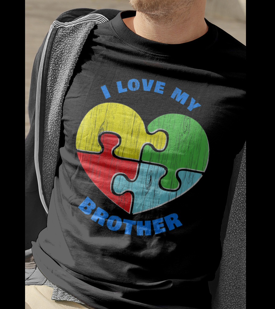 I Love My Brother Autism Awareness Puzzle Heart T-Shirt