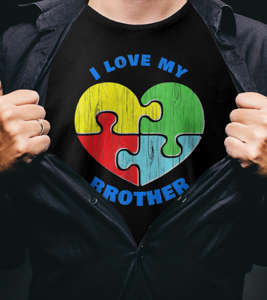 I Love My Brother Autism Awareness Puzzle Heart T-Shirt