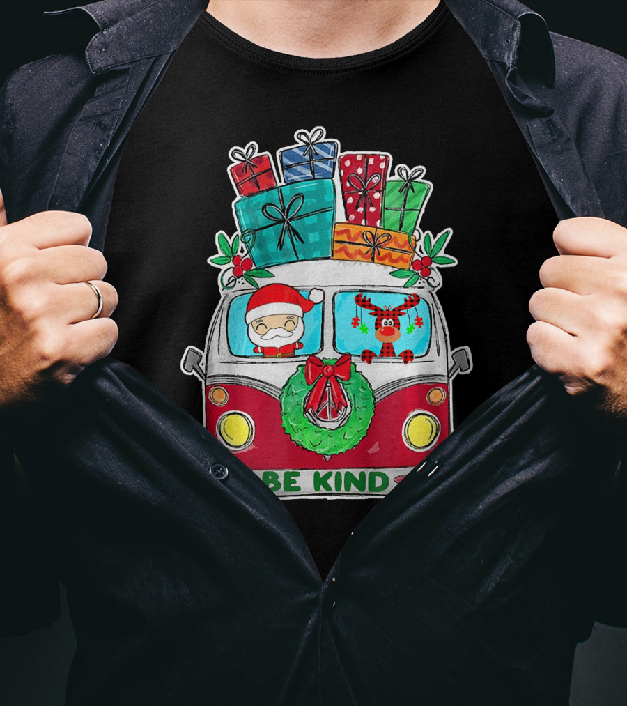 Be Kind Christmas Van Santa Reindeer Gifts T-Shirt