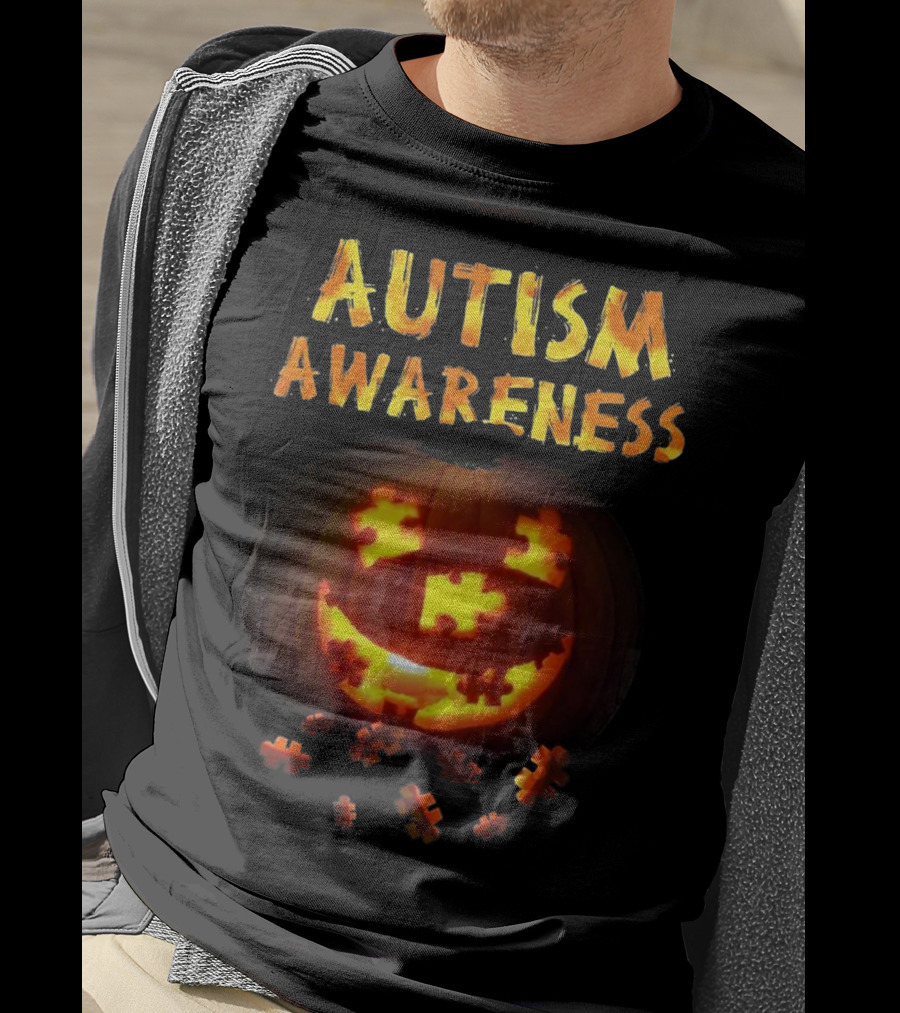 Autism Awareness Halloween Pumpkin Puzzle T-Shirt