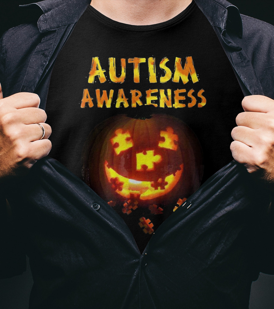Autism Awareness Halloween Pumpkin Puzzle T-Shirt