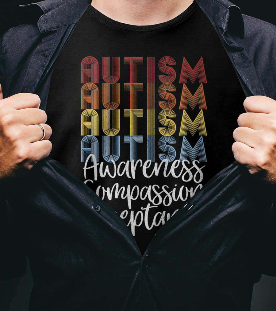 Autism Awareness Compassion Acceptance Retro Vintage T-Shirt