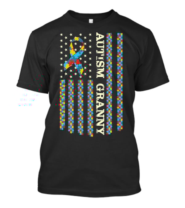 Autism Awareness Flag Puzzle Ribbon Proud Autism Granny T-Shirt