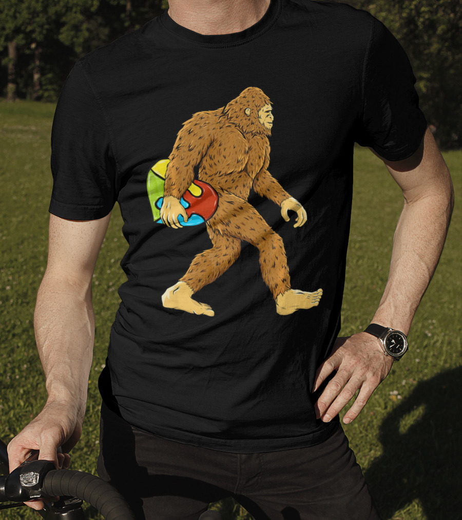 Autism Awareness Bigfoot Carrying Puzzle Heart T-Shirt