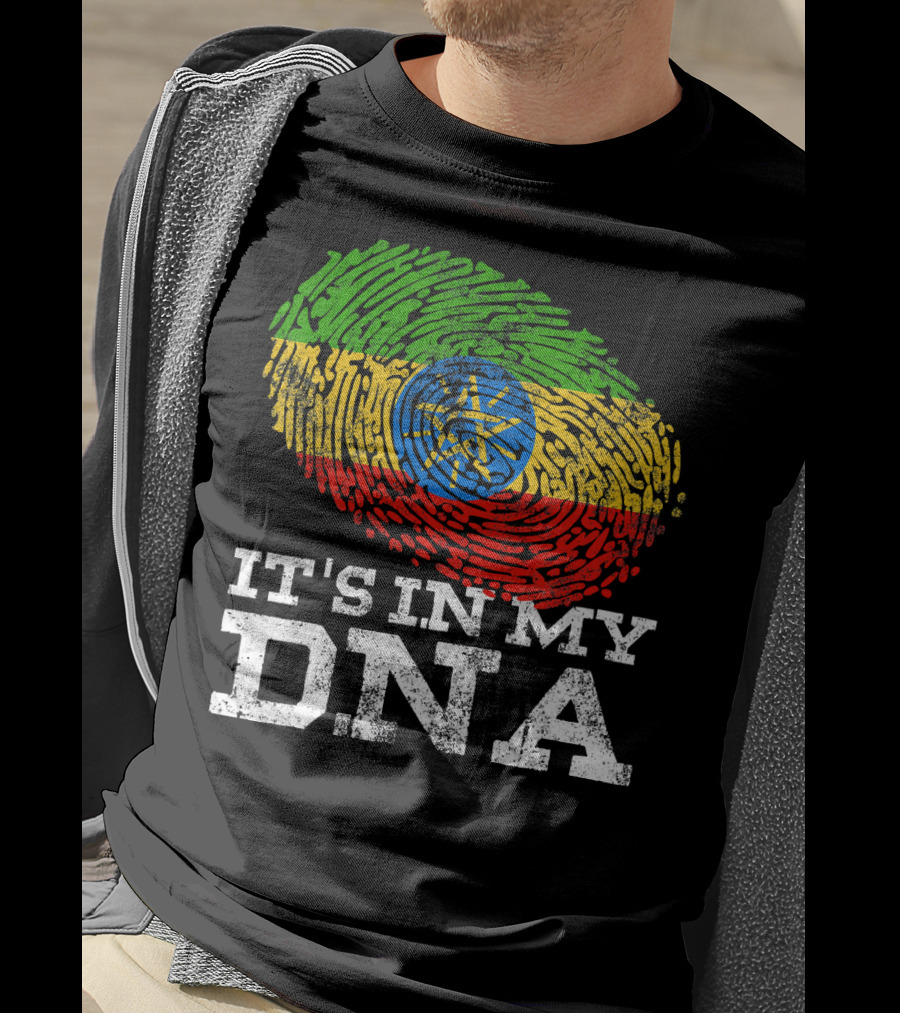 It's In My DNA Ethiopian Flag Fingerprint T-Shirt
