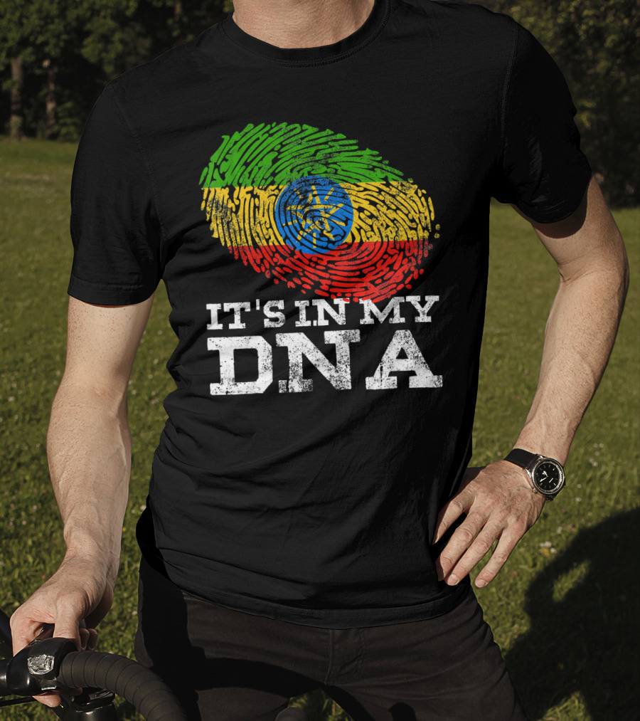 It's In My DNA Ethiopian Flag Fingerprint T-Shirt