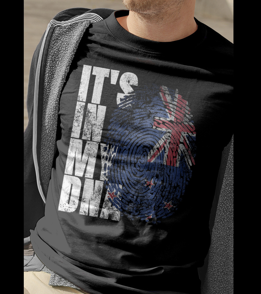 IT'S IN MY DNA New Zealand Maori Kiwi Flag Fingerprint T-Shirt
