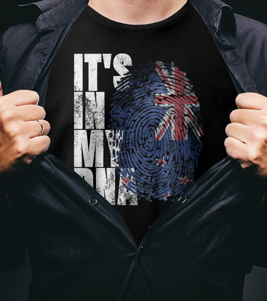 IT'S IN MY DNA New Zealand Maori Kiwi Flag Fingerprint T-Shirt