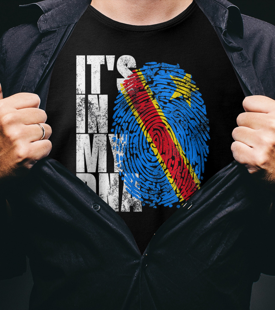 It's In My DNA Congo Flag Fingerprint Afro T-Shirt