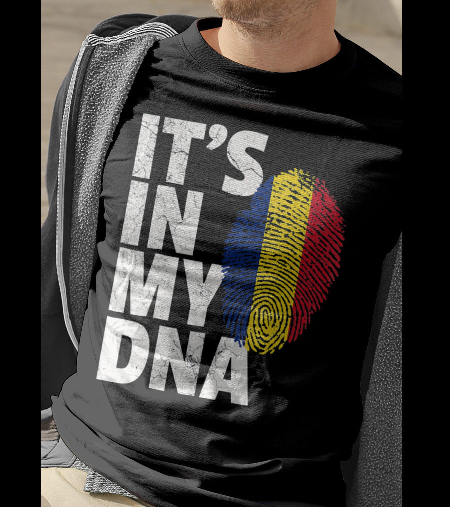 IT'S IN MY DNA Romanian Flag Fingerprint T-Shirt