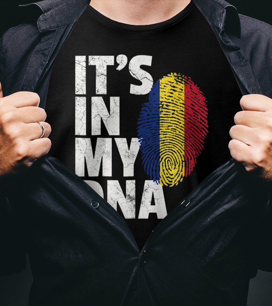 IT'S IN MY DNA Romanian Flag Fingerprint T-Shirt