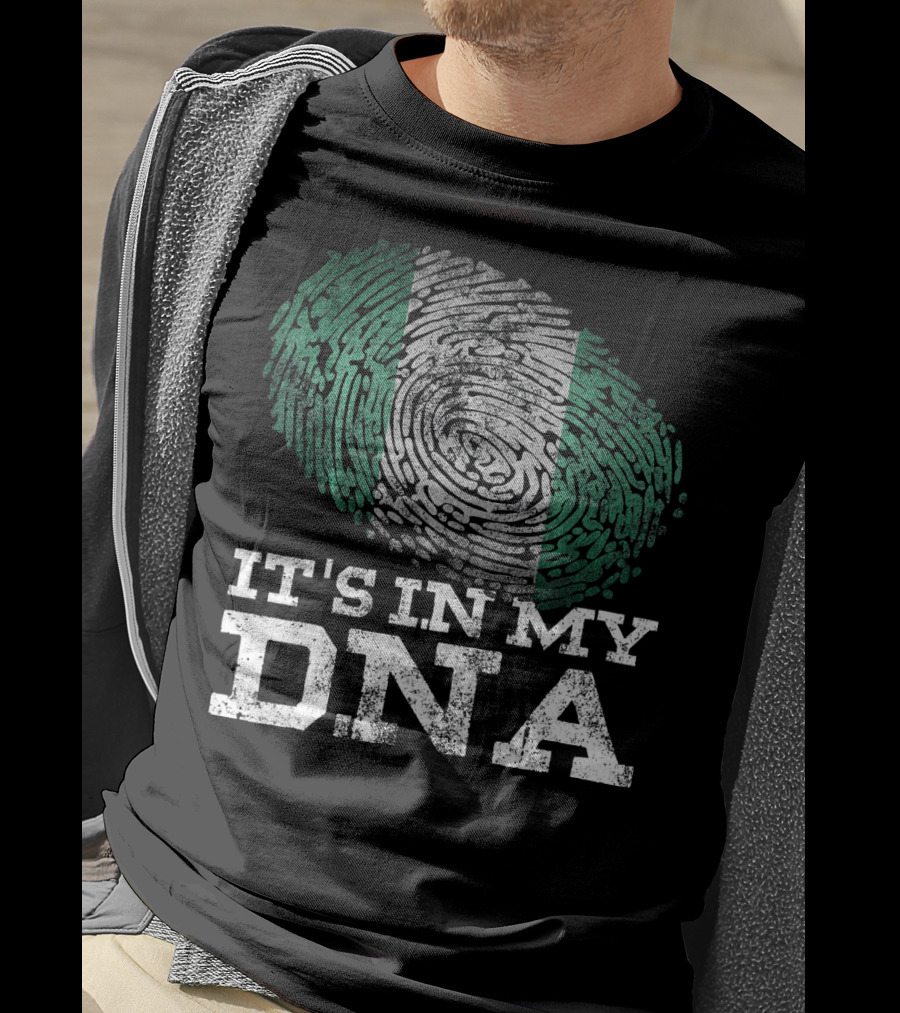 It's In My DNA Nigerian Flag Fingerprint Afro T-Shirt