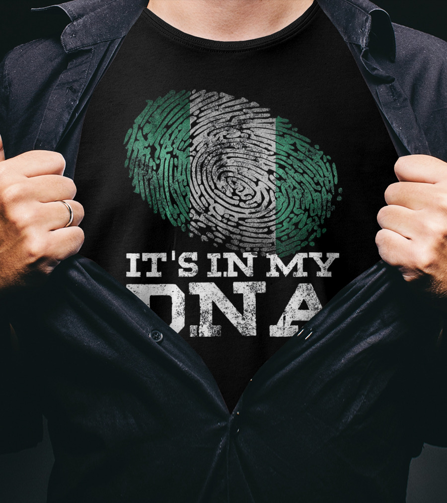 It's In My DNA Nigerian Flag Fingerprint Afro T-Shirt